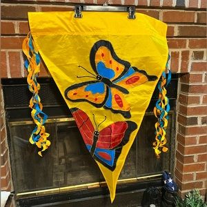 Vintage 90s Butterfly Pennant Flag
